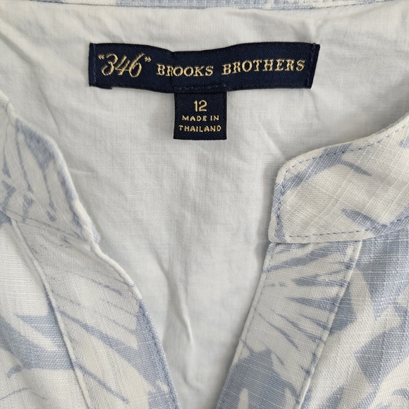 Brooks Brothers Tropical Print Sleeveless Midi Dress - Icy Blue and Cream - Picture 2 of 5